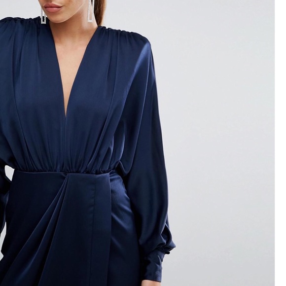 ASOS Shoulder Pad Long Sleeve Midi Selenia Dress - Picture 5 of 8